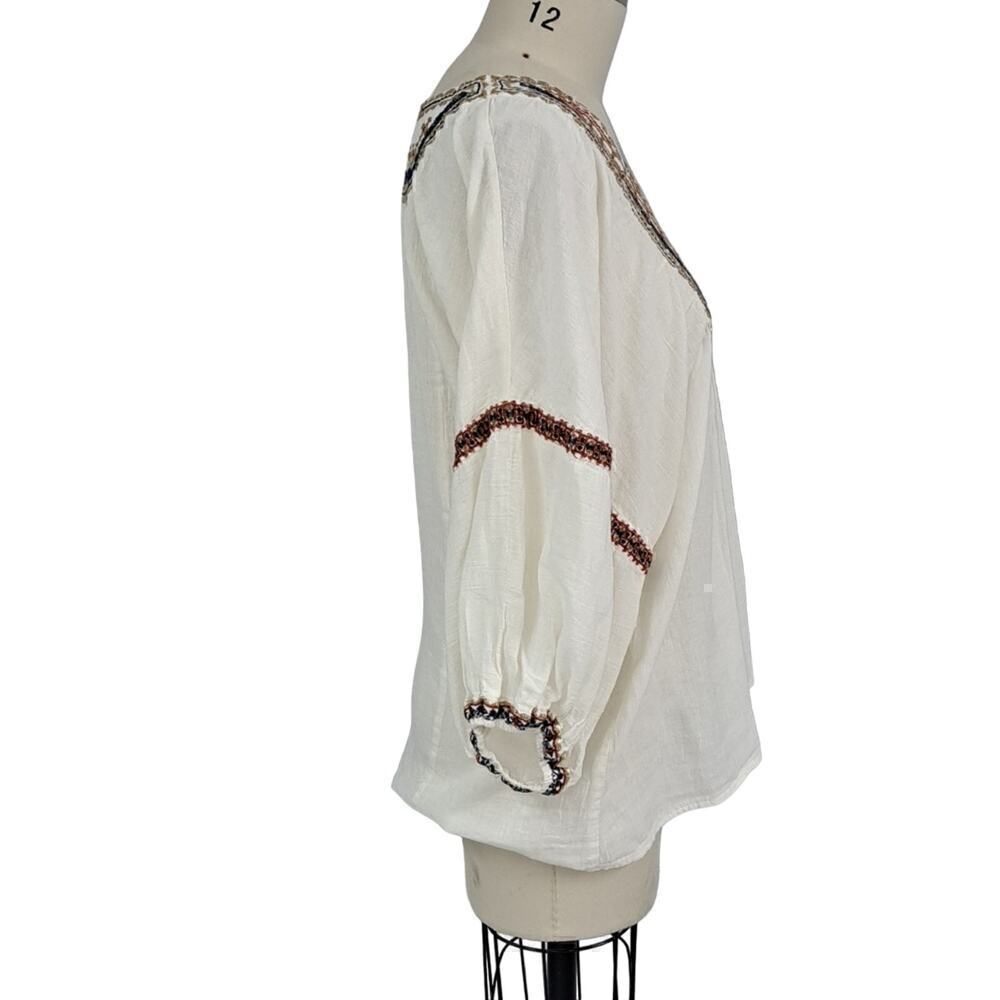 Max Studio Boho flowy gauze  top size Large Coastal Cowgirl - Picture 4 of 7